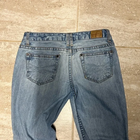 đź’•EUC-AEROPOSTALE HAILEY FLARE DISTRESSED JEANS SZ 7-8 LONGđź’• - Picture 6 of 11